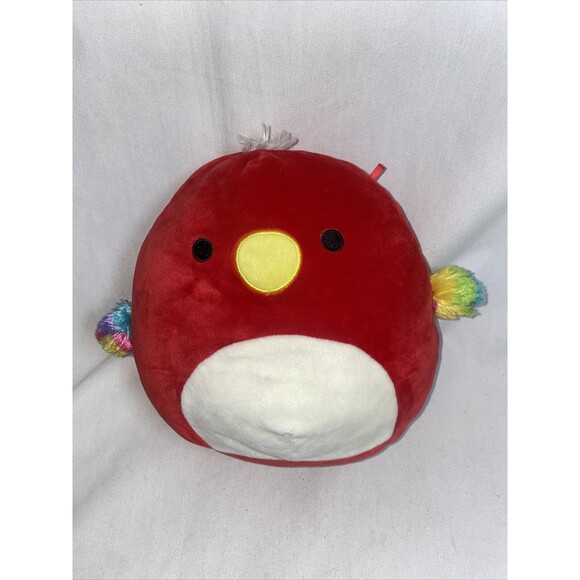 Squishmallow Paco The Red Parrot KellyToy Plush Rainbow Wings 8" - Picture 1 of 7
